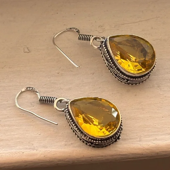 Citrine sterling silver earrings - Picture 3 of 4